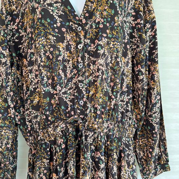 O'Neill Tylee Dress Black Floral Print Womens Medium Cottage Beachy Surfer NWT‎ - Picture 3 of 8